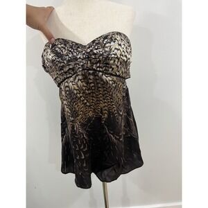 Vintage Y2K Bebe 100% Silk Babydoll Tube Top Size S White Ruffle Tie In The Back